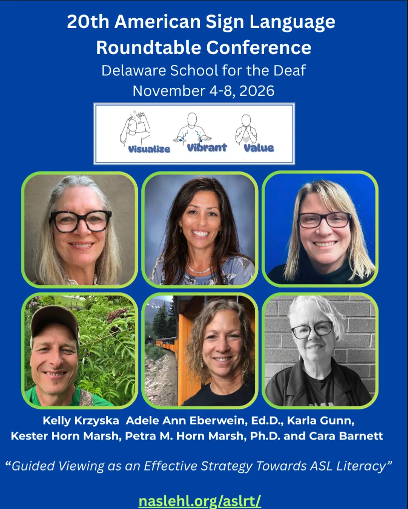 Kelly Krzyska, Adele Ann Eberwein (Ed.D.), Karla Gunn, Kester Horn Marsh, Petra M. Horn Marsh (Ph.D.), and Cara Barnett | 20th ASLRT Conference